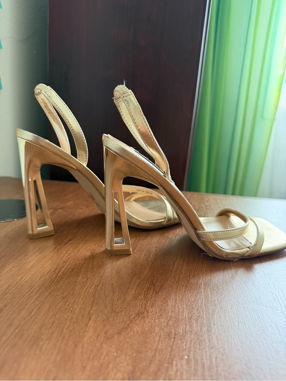 Steve Madden Metallic Gold Cutout Heel Slingback Sandals